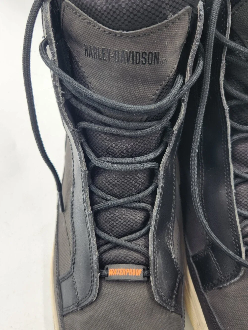 Harley Davidson Vardon Ankle Rididng Boot Black Leather Canvas  11.5 Waterproof